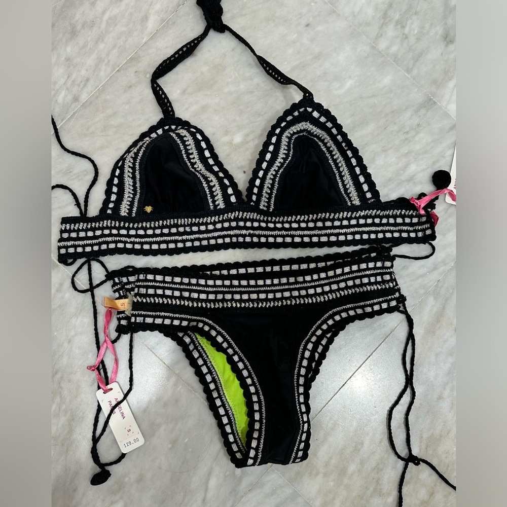 Rikini | Angelina Black & Silver Crochet Bikini